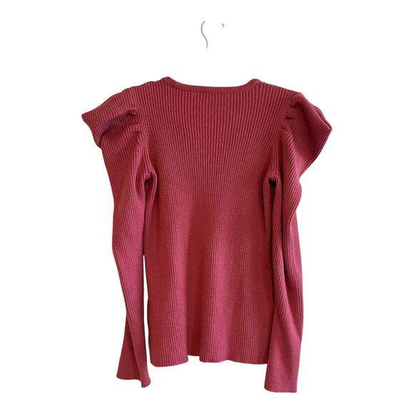 Joe's Wool Blend Ribbed Knit Puff Sleeve Sweater Slate Rose Size Small - Picture 4 of 7